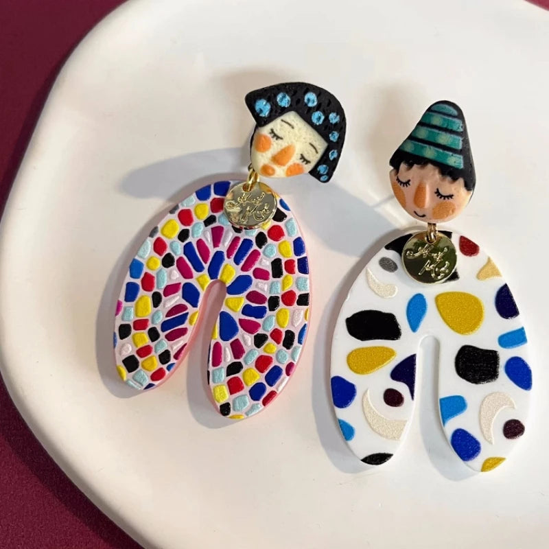 Colorful Y2K Dangle Earrings - Resin Fashion Accessories