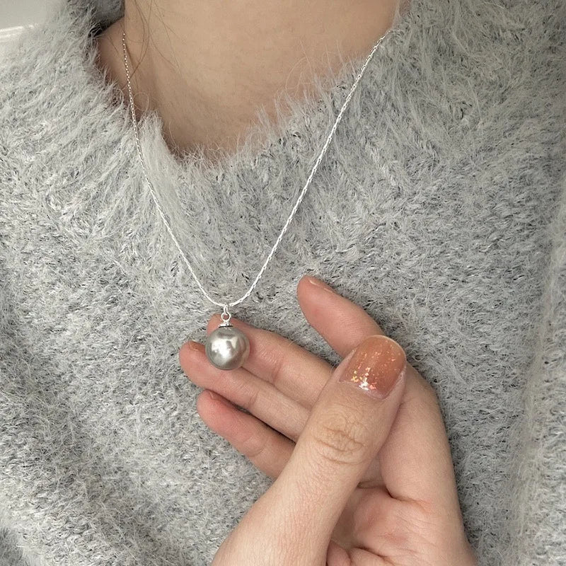 925 Silver Pearl Thin Chain Necklace - Trendy Simple Elegant