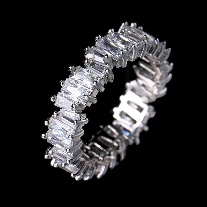 Eternity 925 Silver Ring - Emerald Cut Diamond Band