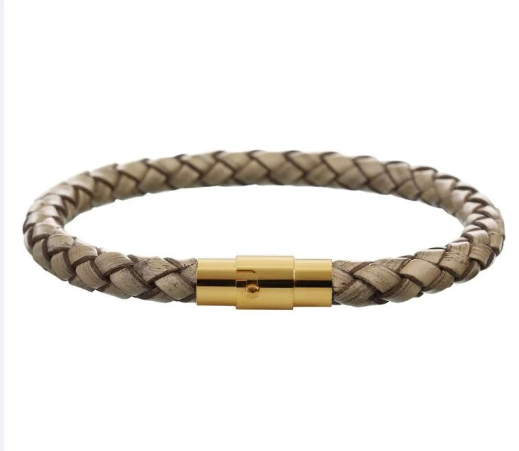 Woven Leather Rope Bracelet - Vintage Magnetic Buckle Men's