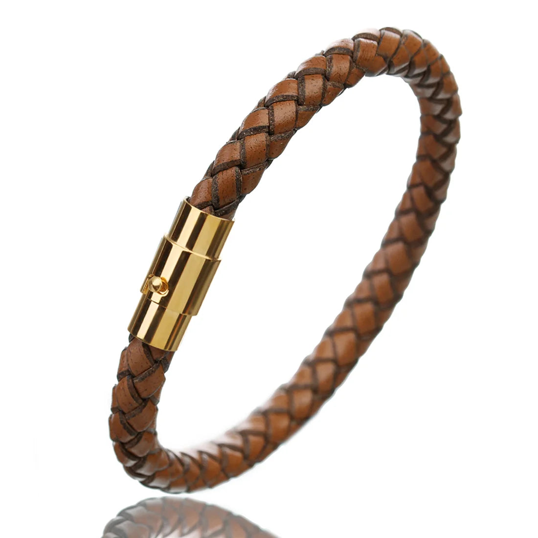 Woven Leather Rope Bracelet - Vintage Magnetic Buckle Men's