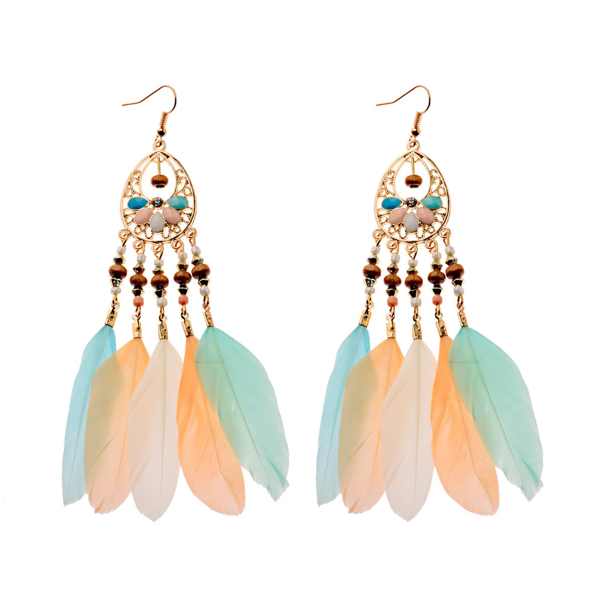 Dream Catcher Feather Earrings - Handmade Boho Tassel