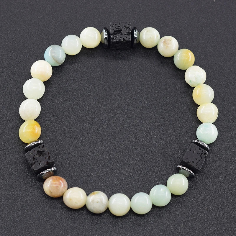 Retro Black Volcanic Bracelet - Frosted Onyx Lava Beads