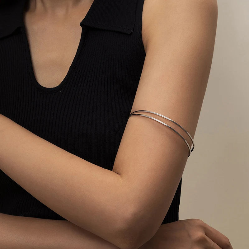 Punk Armlet Upper Arm Cuff - Adjustable Minimalist Bangle