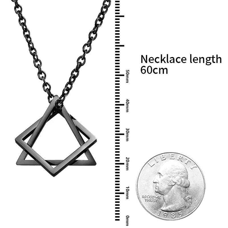 Simple Geometry Interlocking Necklace - Square Triangle Pendant