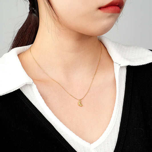 925 Silver Croissant Pendant Necklace - 40cm+5cm Minimalist