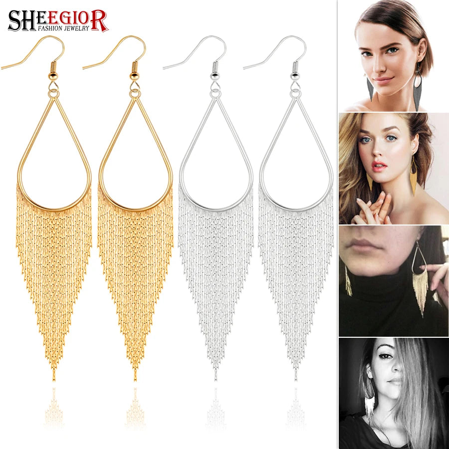 Baroque Long Tassel Earrings - Big Water Drop Wedding