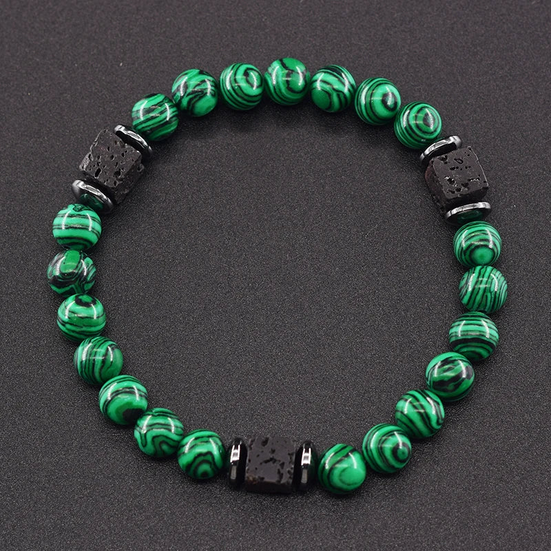 Retro Black Volcanic Bracelet - Frosted Onyx Lava Beads