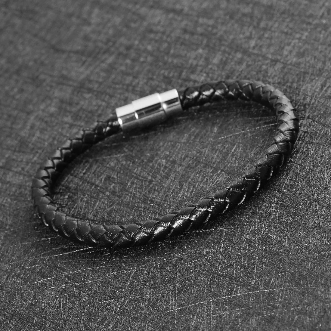 Woven Leather Rope Bracelet - Vintage Magnetic Buckle Men's
