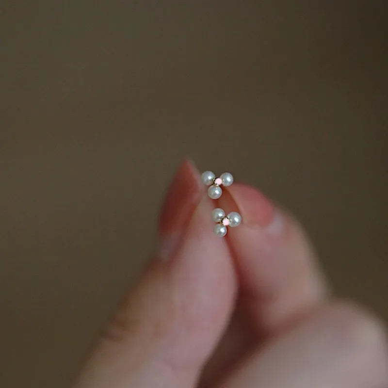 925 Silver Needle Shiny Zircon Stud Earrings - Gold Plating