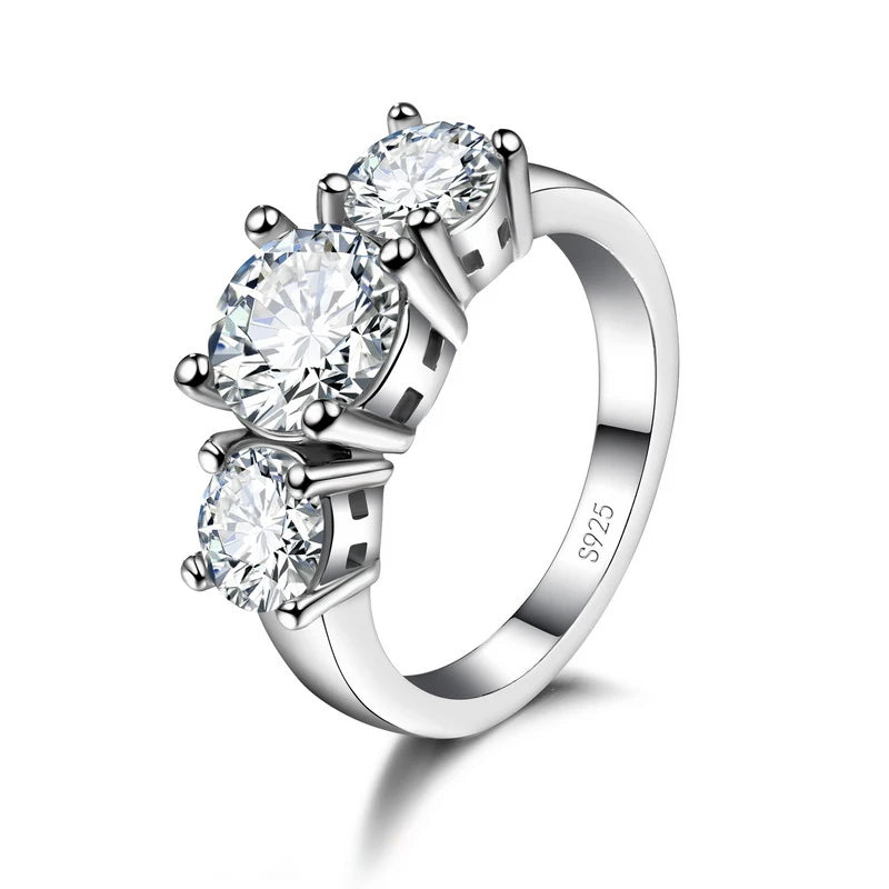 925 Sterling Silver 3-Stone CZ Ring - Prong Setting