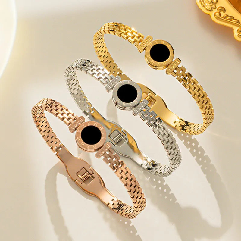 Roman Numeral Stainless Steel Bracelet - Fashion Unisex