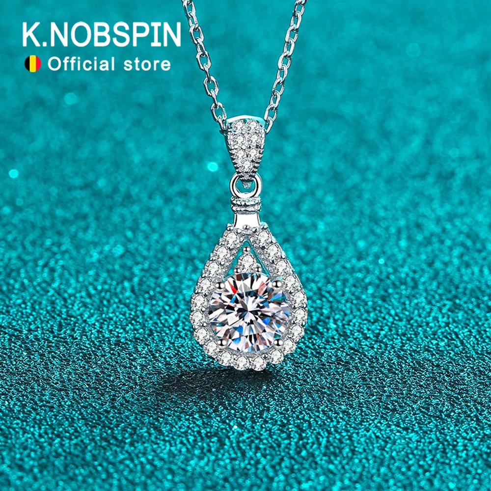 KNOBSPIN D VVS1 Moissanite Necklace - GRA Certified 18K White Gold
