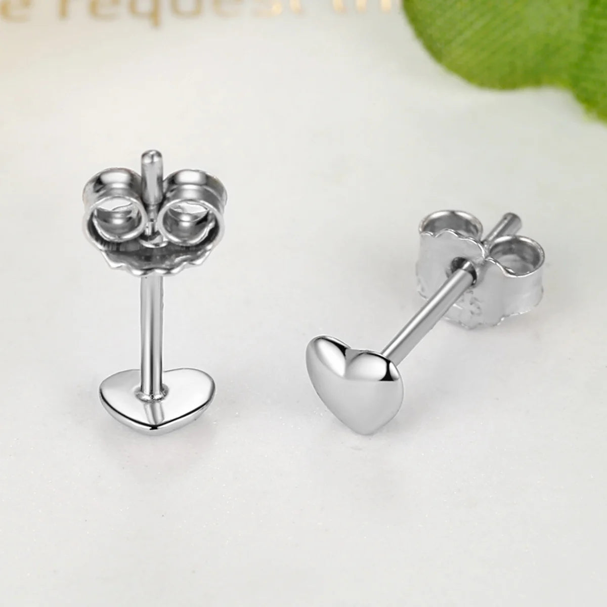 BAMOER 925 Silver Petite Plain Heart Stud Earrings - Small