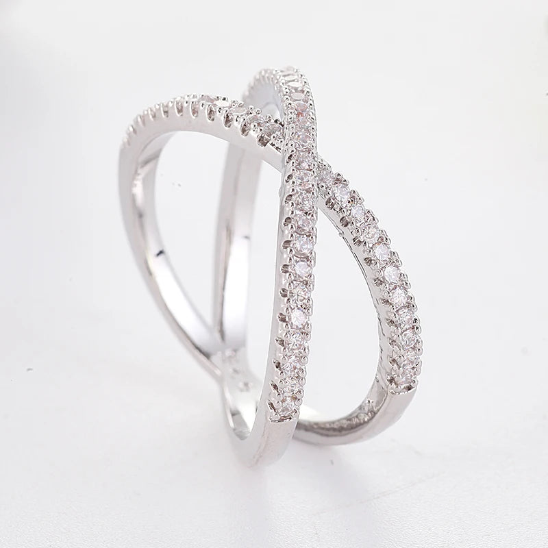 X-Shape Cross Crystal Ring - Infinite Zirconia Design