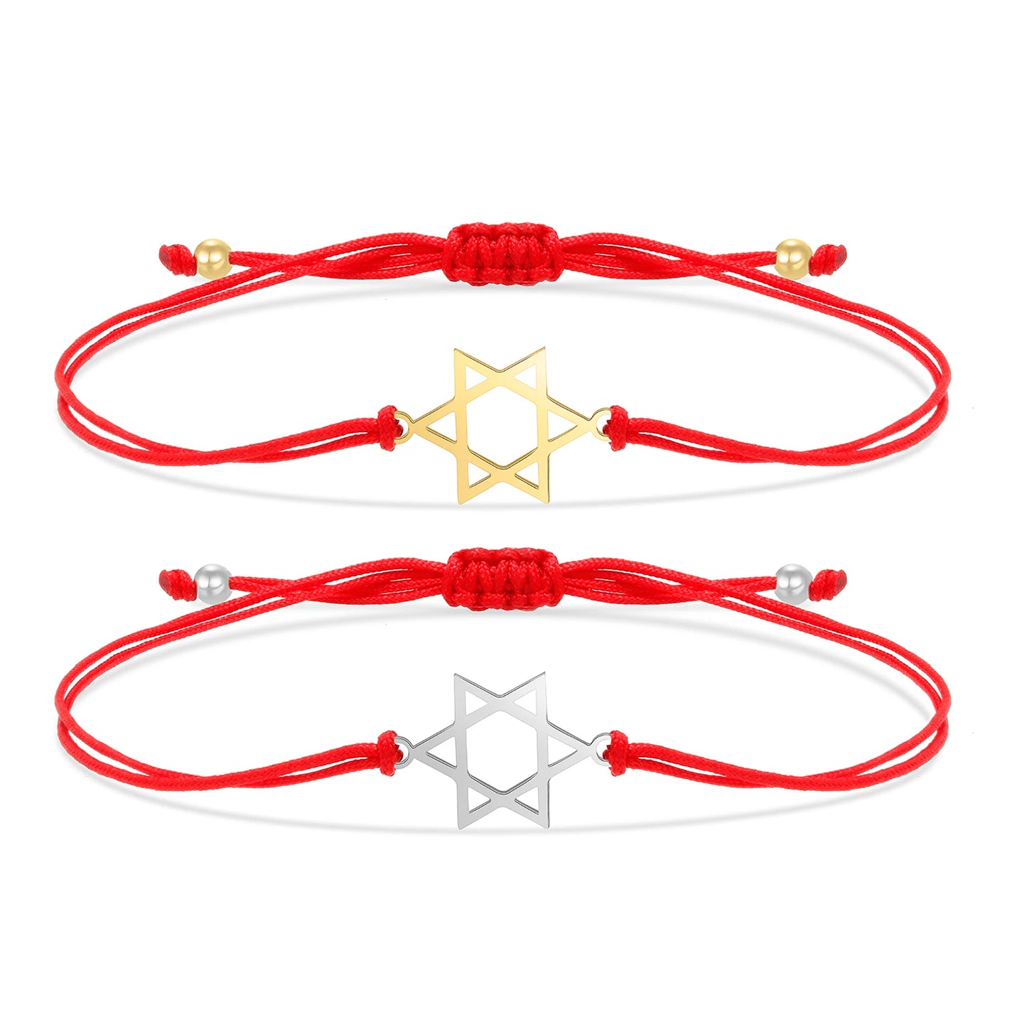 Gold Star of David Bracelet - Jewish Solomon Seal String