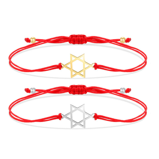 Gold Star of David Bracelet - Jewish Solomon Seal String