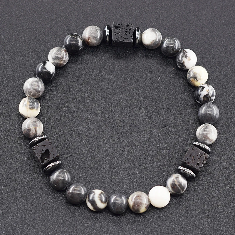 Retro Black Volcanic Bracelet - Frosted Onyx Lava Beads