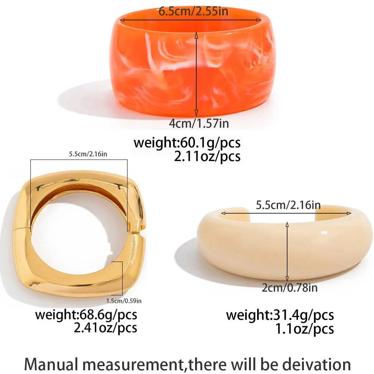 Ingemark Boho Geometric Acrylic Bracelet - 3 Styles Wide Hip Hop