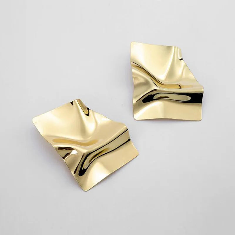 Geometric Irregular Fold Stud Earrings - Big Statement