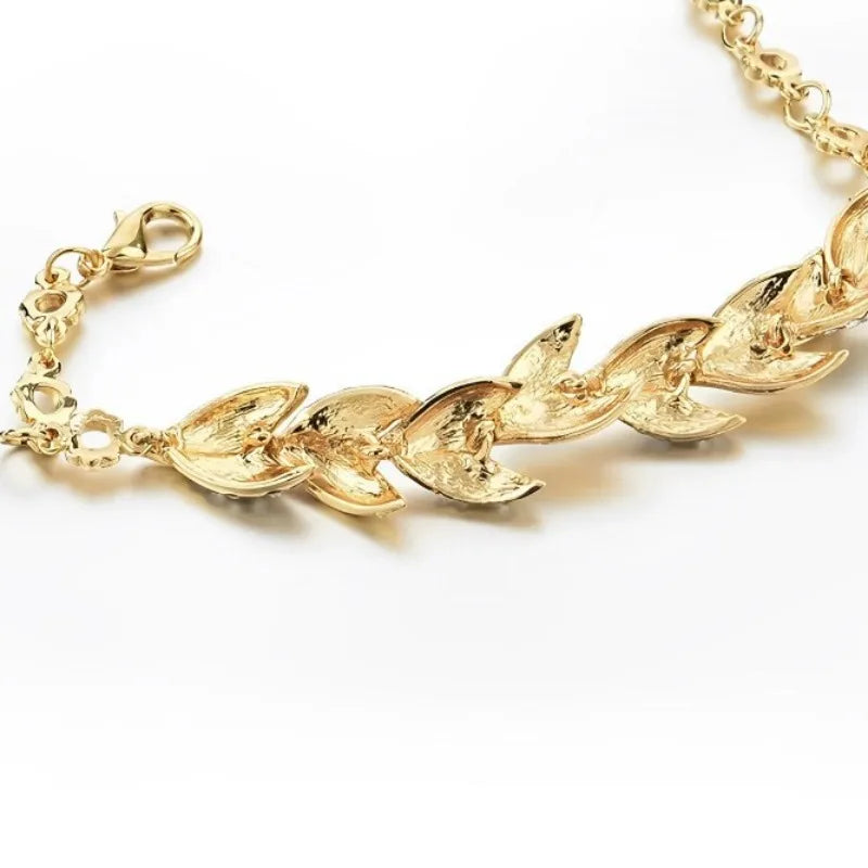 Luxury Love Braided Leaf Bracelet - Crystal Wedding Charm