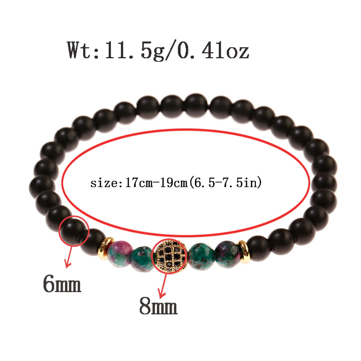 Luxury Natural Stone Yoga Bracelet - Micro Pave CZ Ball Matte