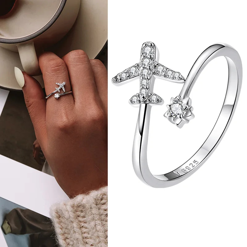 WOSTU 925 Silver Open Ring - Adjustable Wedding Band