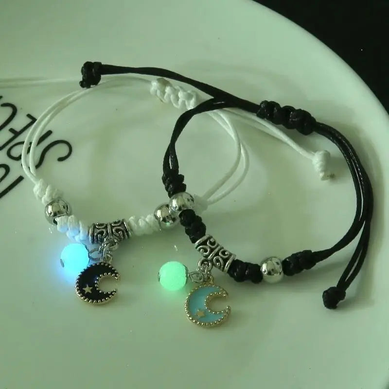 2PC Luminous Star Couple Bracelet - Cat Flower Heart Moon Charm