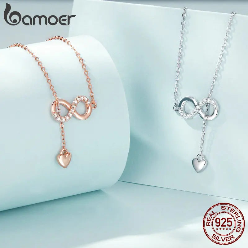 BAMOER 925 Silver Infinity Love Necklace - Forever Pendant