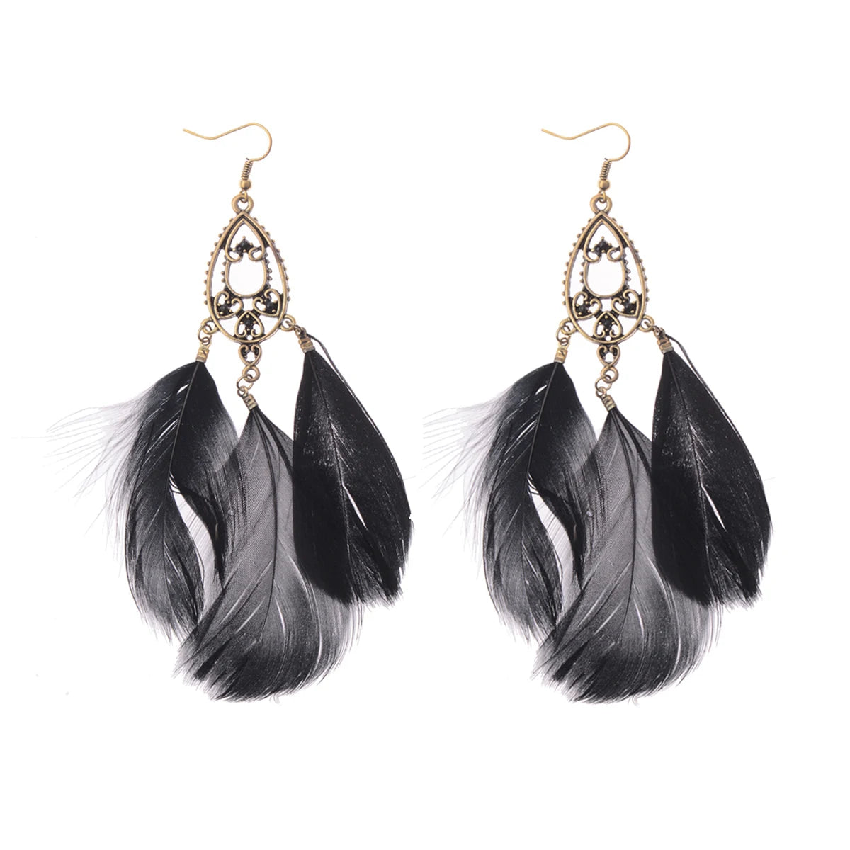 Dream Catcher Feather Earrings - Handmade Boho Tassel