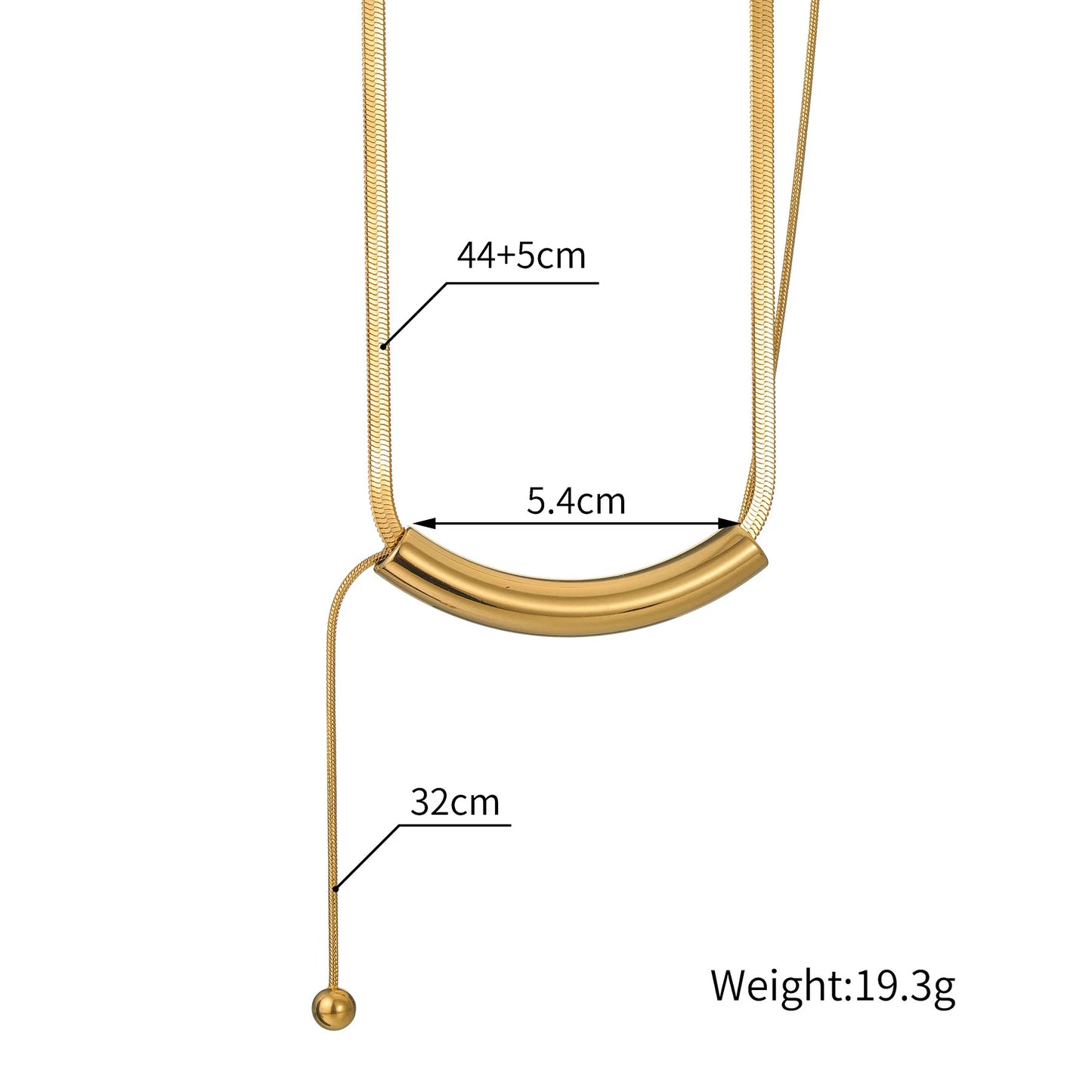 Kissmoon Minimalist Curved Bar Necklace - Geometric Gold Choker