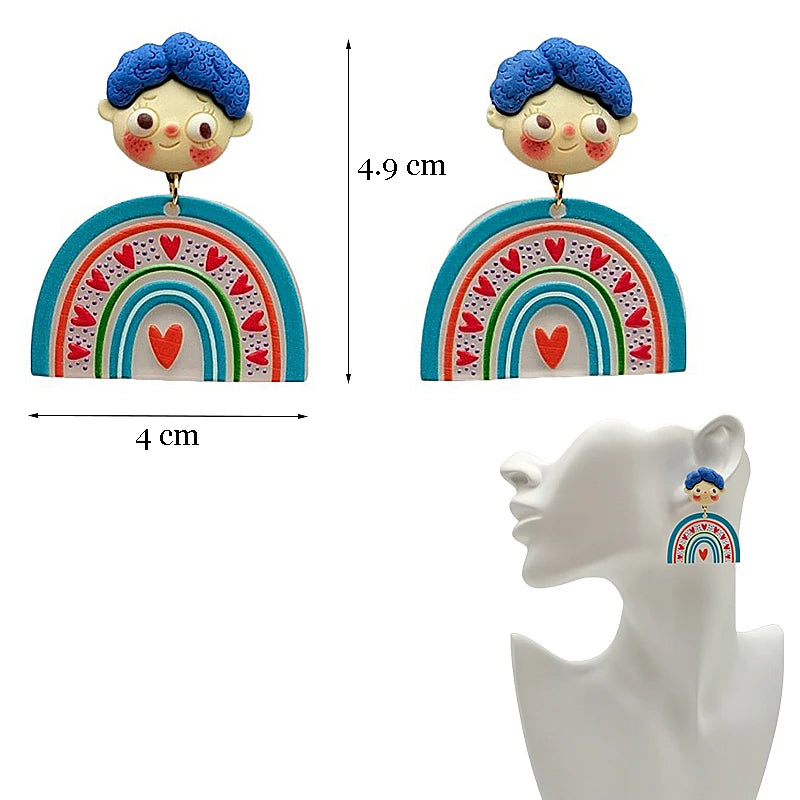 Colorful Y2K Dangle Earrings - Resin Fashion Accessories