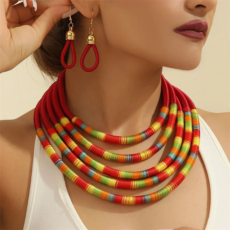 Fashion African Multi-Layer Jewelry Set - Woven Choker Wedding