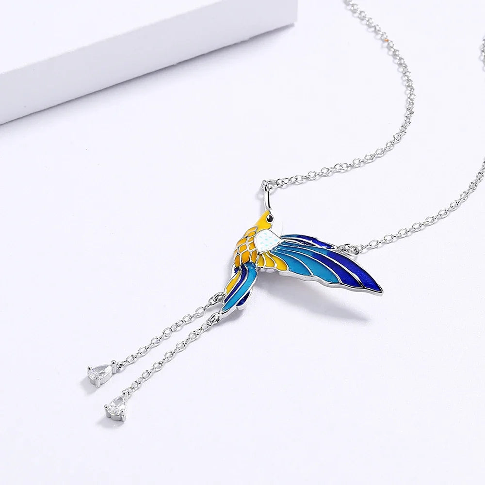 2024 Fashion Bird Pendant Necklace - Color Epoxy Tassel Enamel