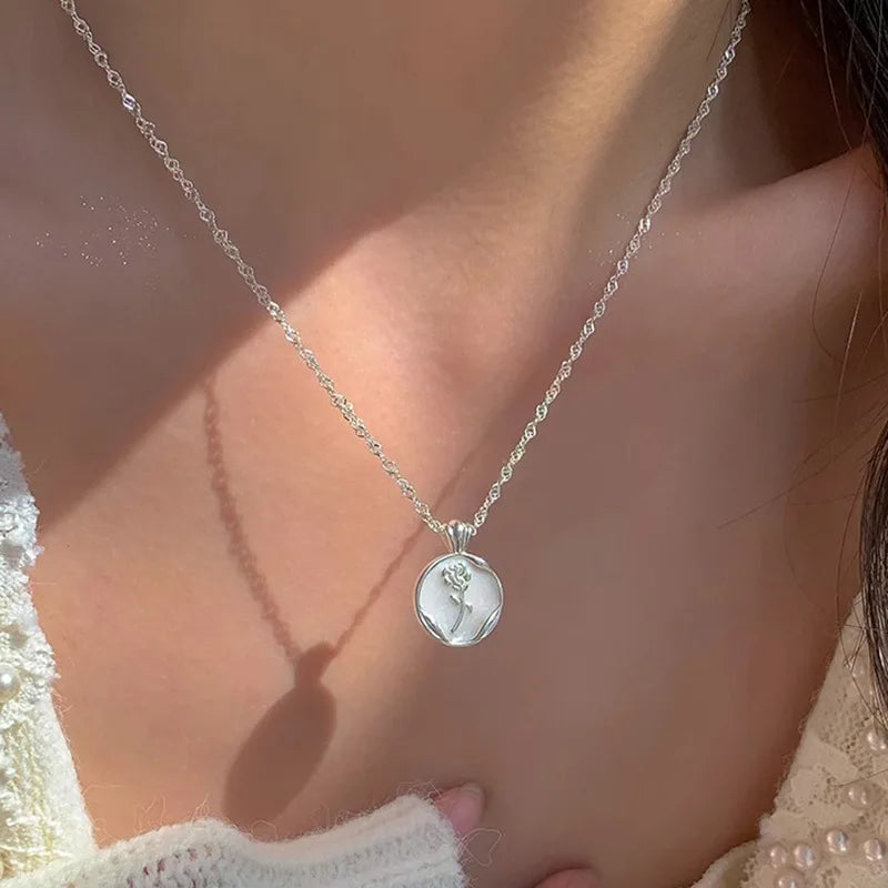 925 Silver Pearl Thin Chain Necklace - Trendy Simple Elegant