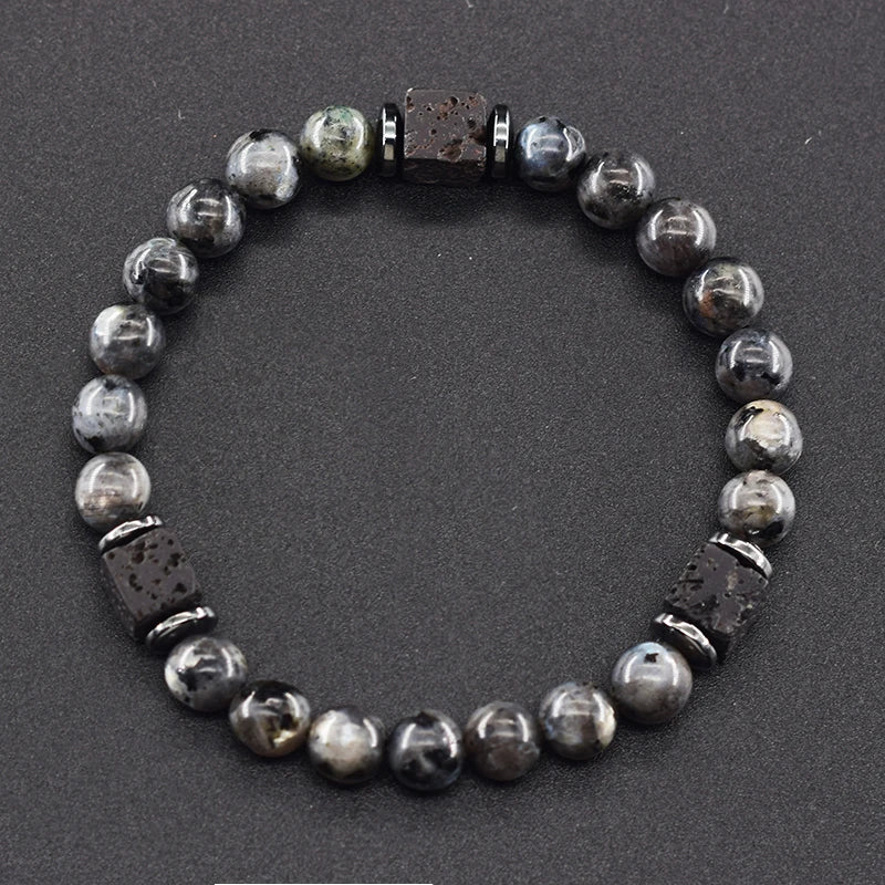 Retro Black Volcanic Bracelet - Frosted Onyx Lava Beads