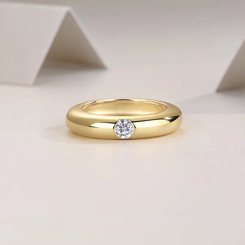18K Gold Plated Moissanite Ring - Minimalist Band