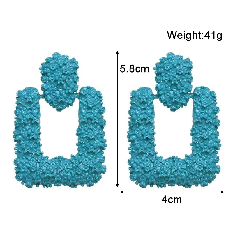 Blue Geometric Earrings - 2024 Bohemian Flower Butterfly