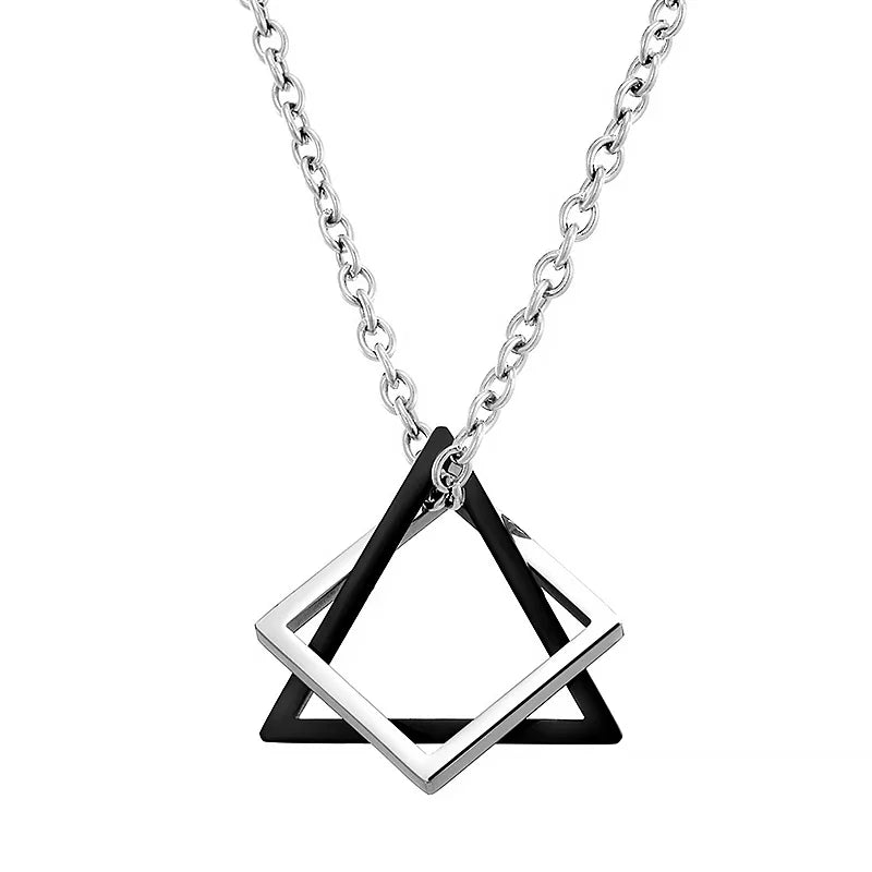 Simple Geometry Interlocking Necklace - Square Triangle Pendant