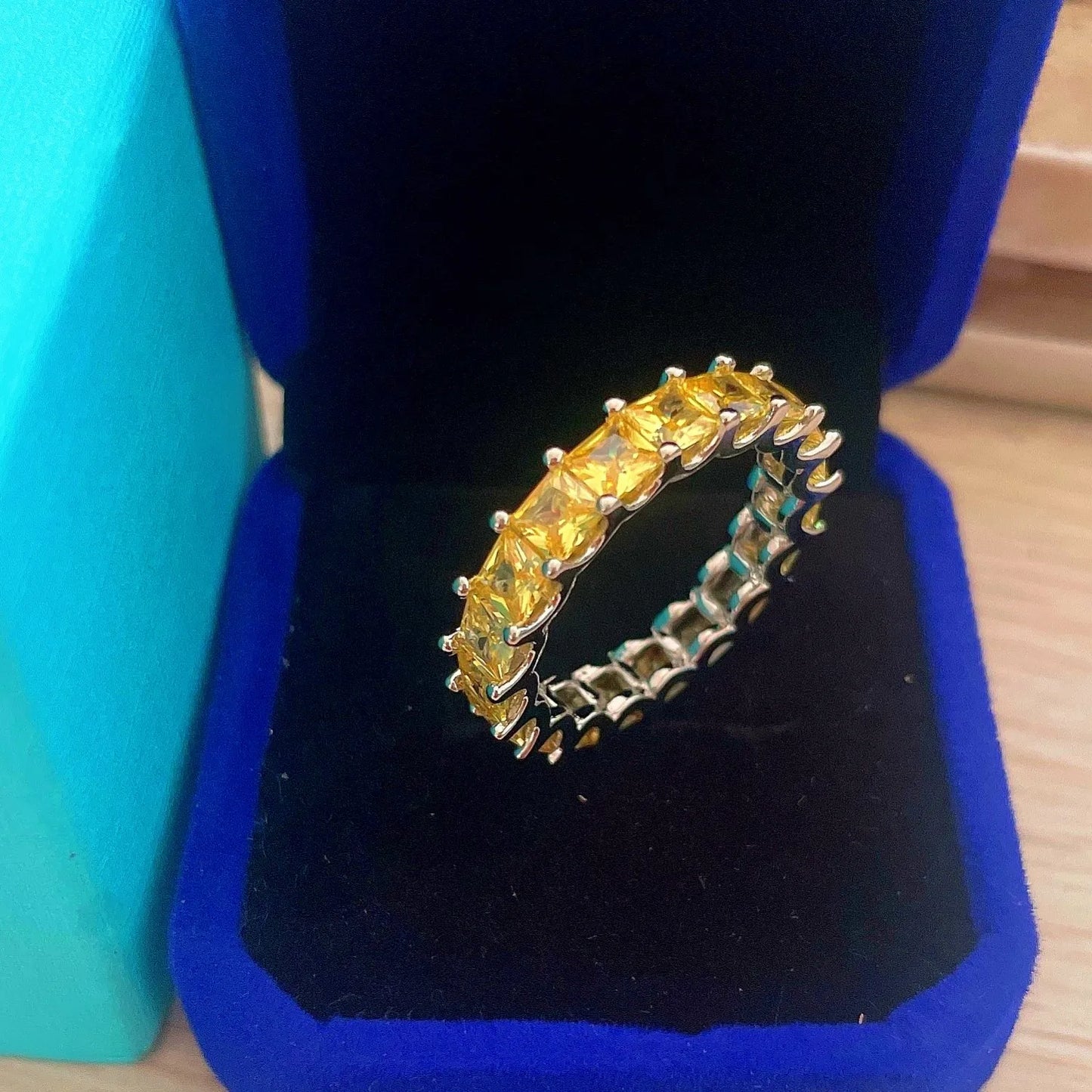 Eternity 925 Silver Ring - Emerald Cut Diamond Band