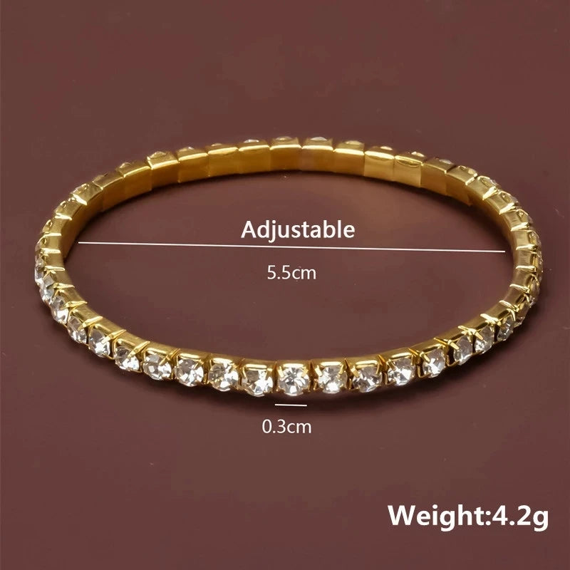 Fashion Crystal Elastic Bracelet - Gold Color Wedding
