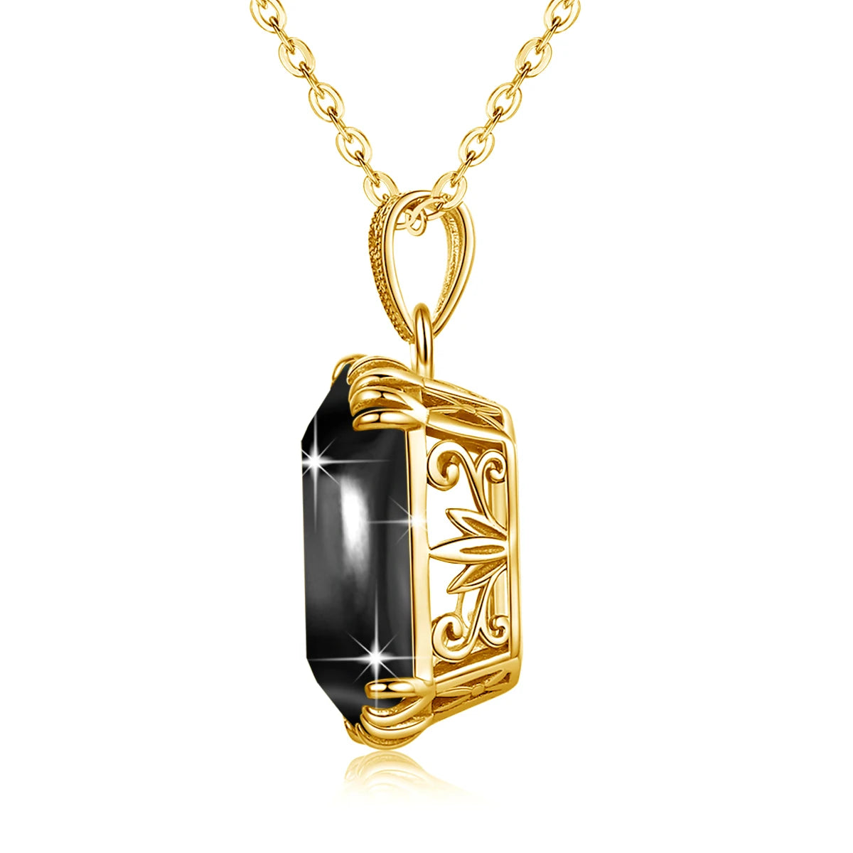 SILVERCHAKRA 14K Gold Black Onyx Necklace - 925 Silver Gemstone