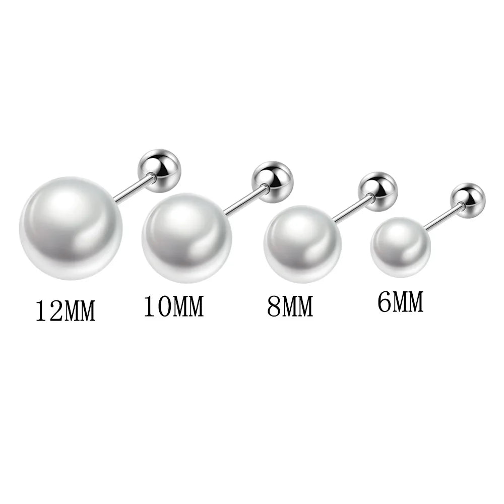 925 Silver Freshwater Pearl Stud Earrings - 6mm 8mm 10mm 12mm