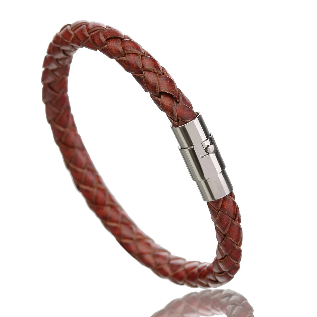 Woven Leather Rope Bracelet - Vintage Magnetic Buckle Men's