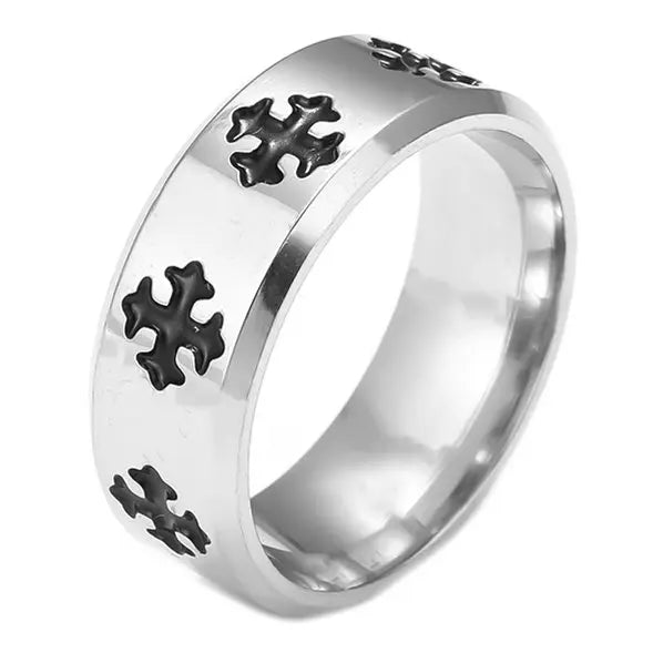 Christian Cross Bible Ring - Titanium Steel Engraved