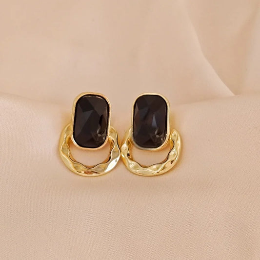 French Black Geometry Earrings - 2025 Trending Metal