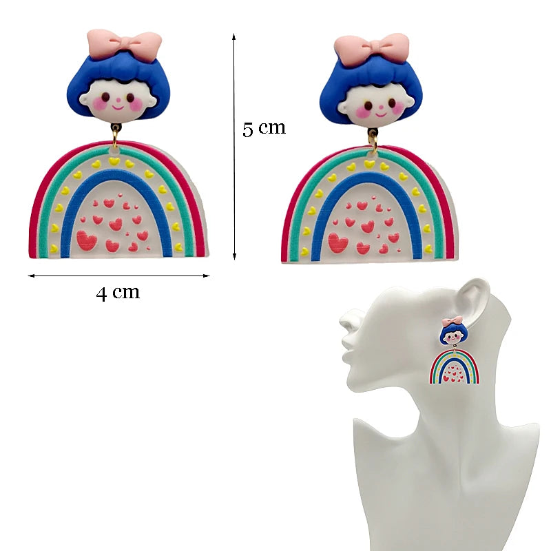 Colorful Y2K Dangle Earrings - Resin Fashion Accessories
