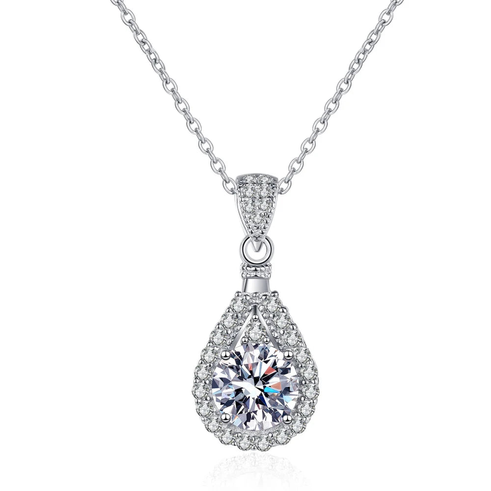 KNOBSPIN D VVS1 Moissanite Necklace - GRA Certified 18K White Gold