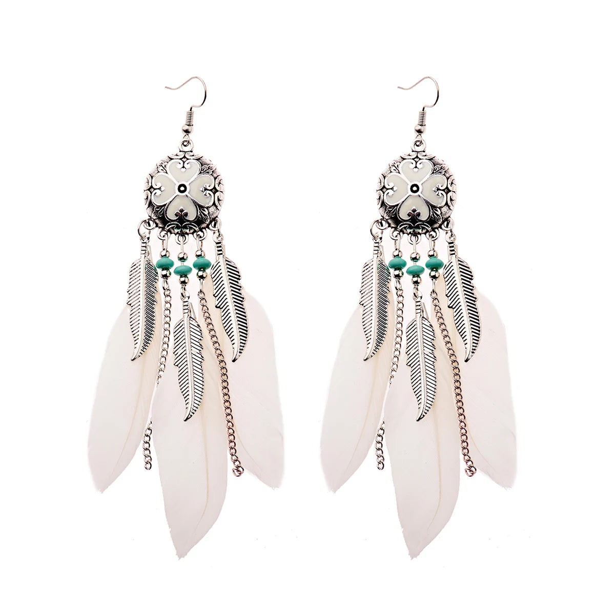 Dream Catcher Feather Earrings - Handmade Boho Tassel