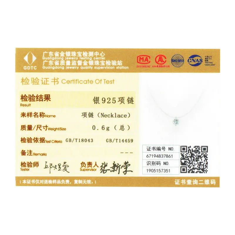 BAMOER Silver Invisible Chain Necklace - Rhinestone Fishing Line